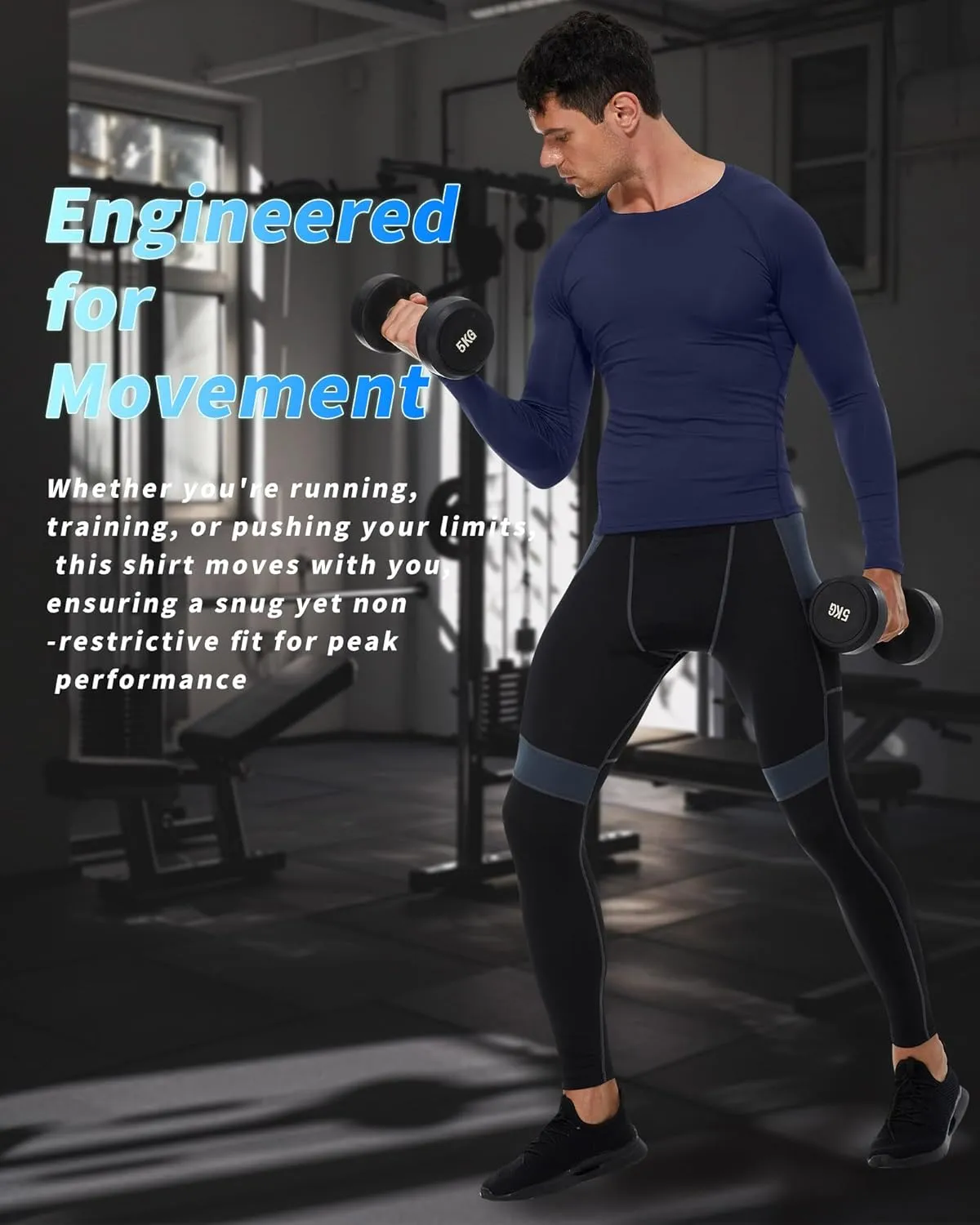 Men's Compression Shirt Long Sleeve Cool Dry Athletic Sports Baselayer Undershirts Running Workout Gym Top T-Shirt