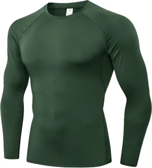 Men's Compression Shirt Long Sleeve Cool Dry Athletic Sports Baselayer Undershirts Running Workout Gym Top T-Shirt
