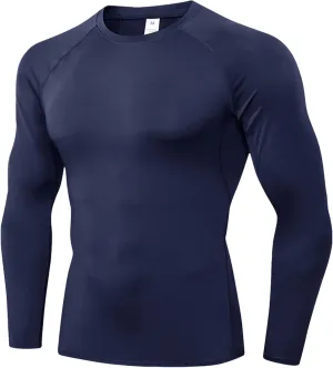 Men's Compression Shirt Long Sleeve Cool Dry Athletic Sports Baselayer Undershirts Running Workout Gym Top T-Shirt