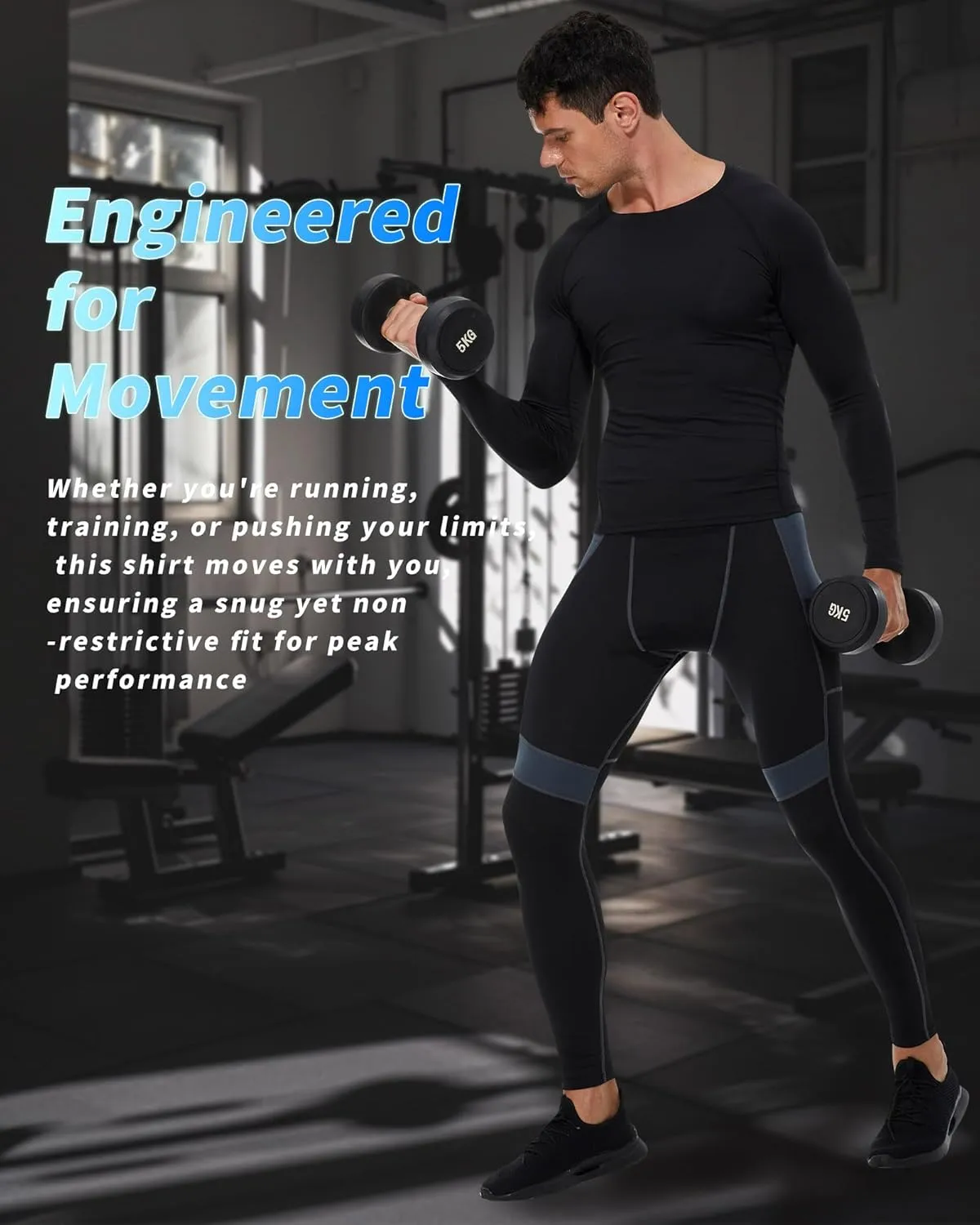 Men's Compression Shirt Long Sleeve Cool Dry Athletic Sports Baselayer Undershirts Running Workout Gym Top T-Shirt