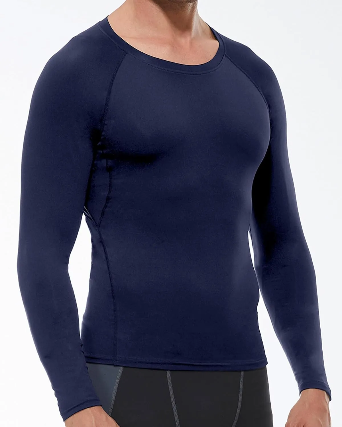 Men's Compression Shirt Long Sleeve Cool Dry Athletic Sports Baselayer Undershirts Running Workout Gym Top T-Shirt
