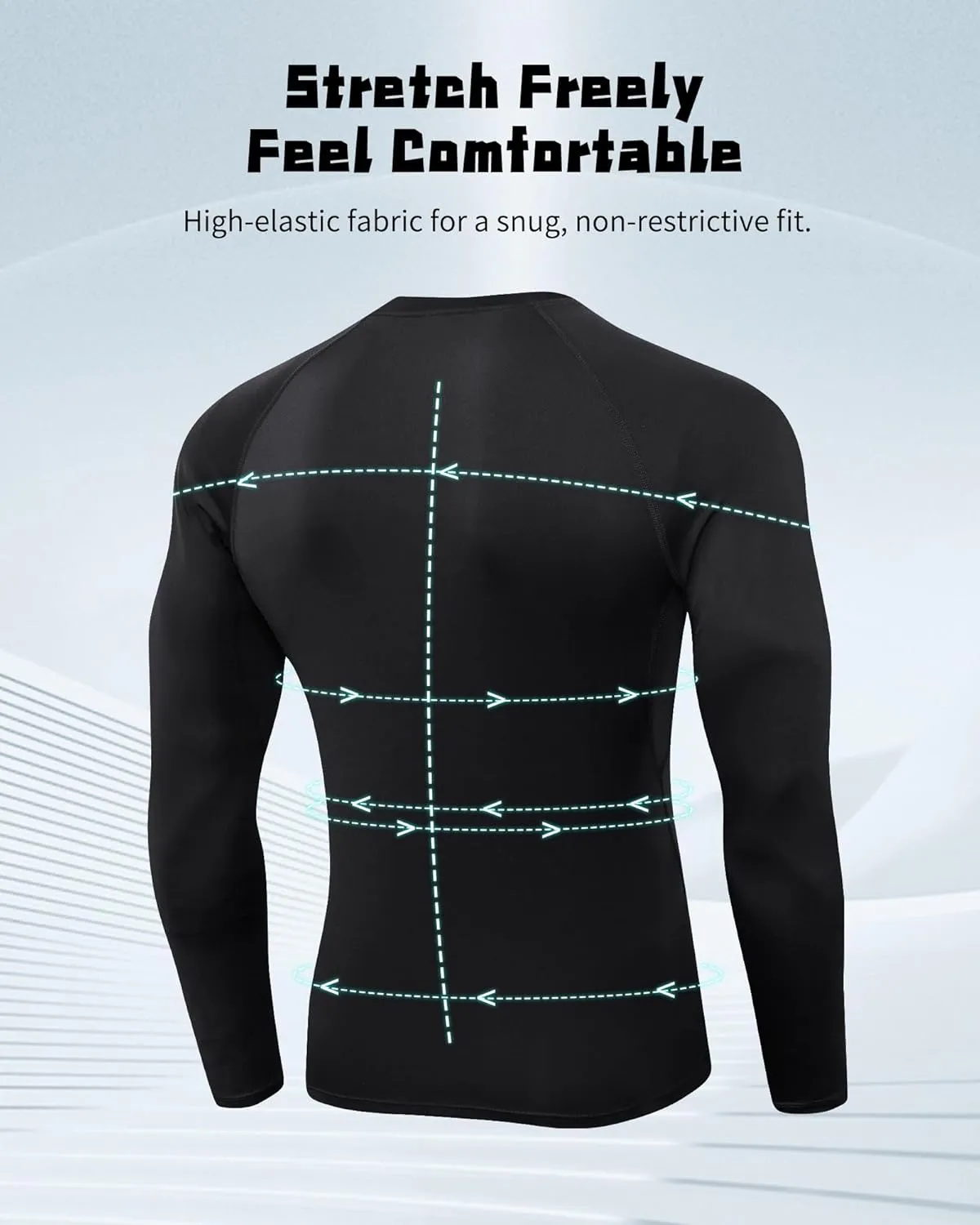 Men's Compression Shirt Long Sleeve Cool Dry Athletic Sports Baselayer Undershirts Running Workout Gym Top T-Shirt