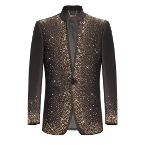 Men's Crystal Blazer European Fashion Band Collar | SB409