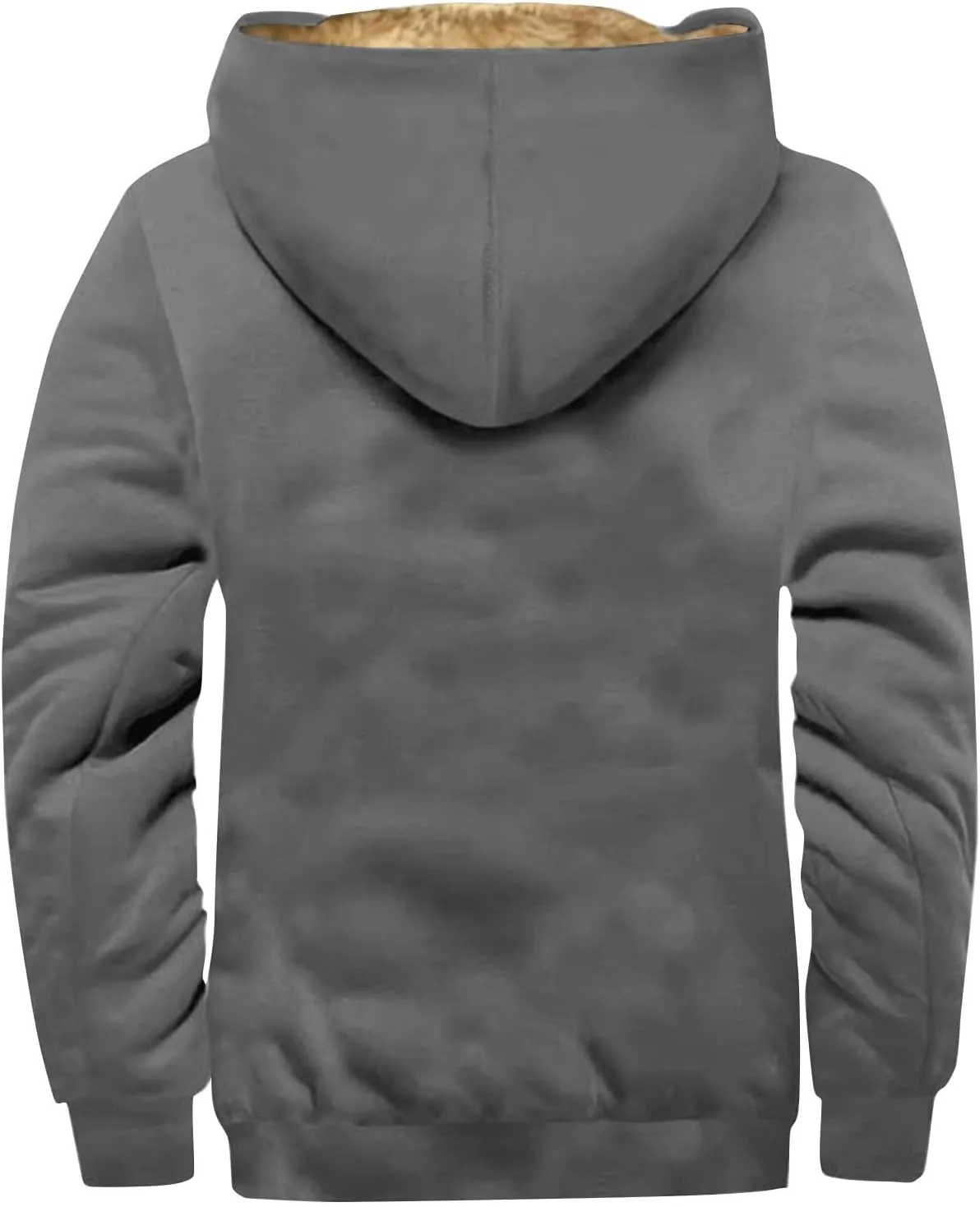 Mens Fleece Hoodie Sherpa Lined Hoodies Jacket Winter Full Zip Warm Heavyweight Thick Fuzzy Hooded Sweatshirt