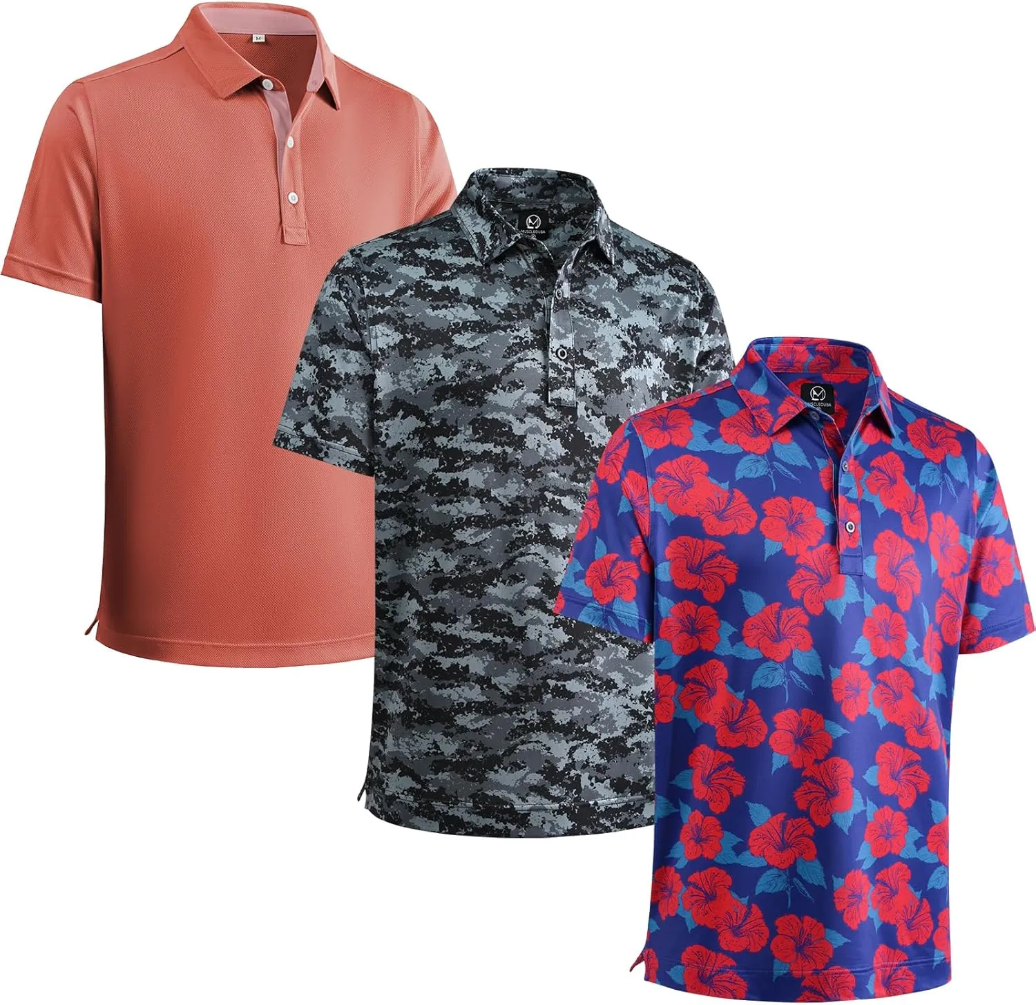 Men's Golf Shirts High Performance Wicking Quick Dry Business Polo Shirt   Hawaiian Golf Polo Shirt 3 Pack Small