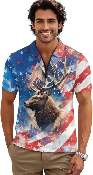 Men's Golf Shirts Short Sleeve Zipper Shirt Casual Slim Fit Sports Golf Shirt Summer Athletic Tennis Tops