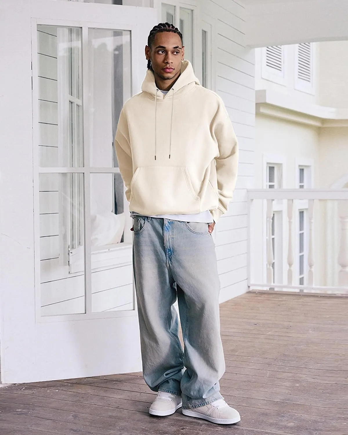 Mens Hoodie Heavyweight Fleece Hoodie Sweatshirt for Men Oversized Pullover Hoodie with Pocket Causal Sportswear