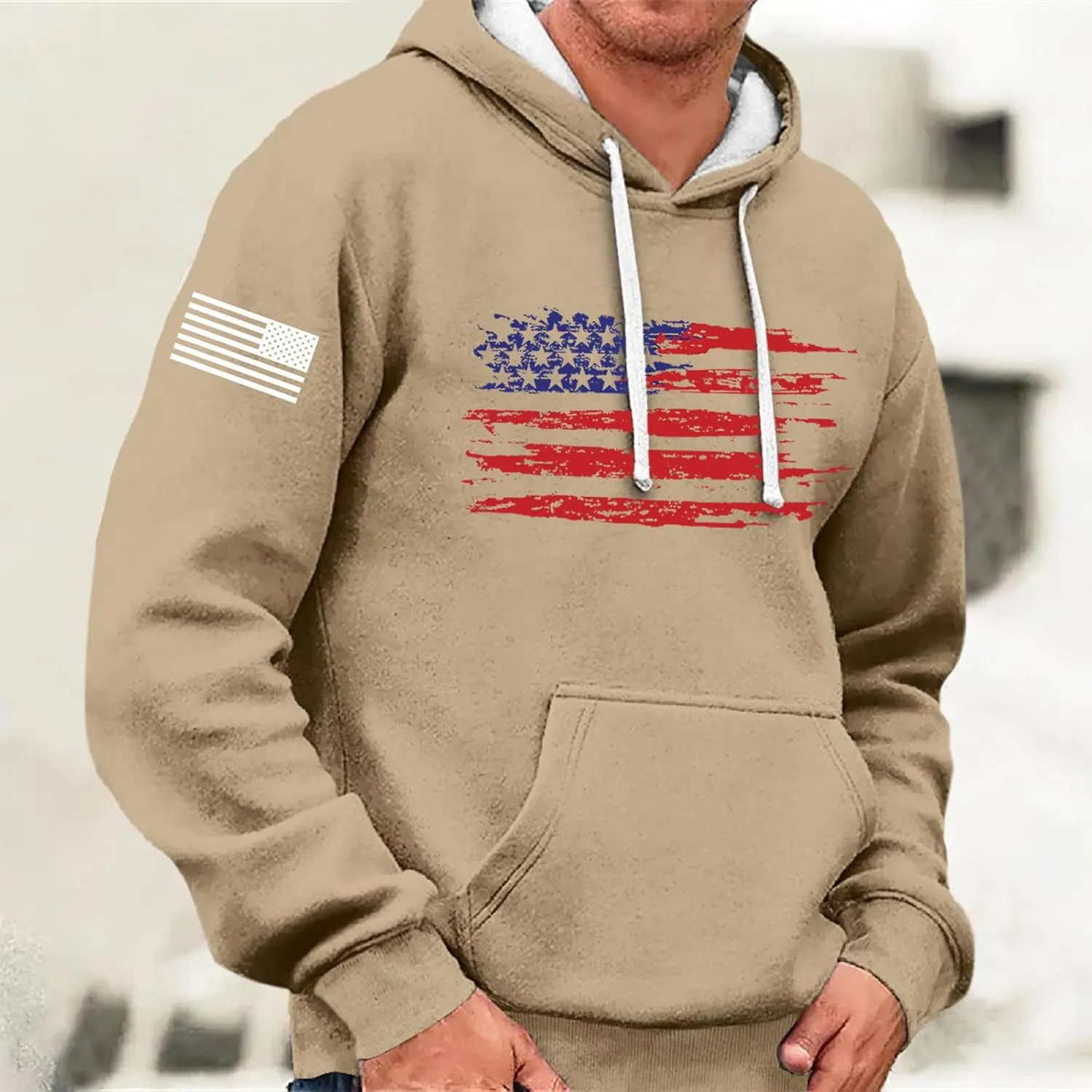 Mens Hoodies Sweatshirt For Fashion Padded Pockets Long Sleeve Graphic Casual Prints Drawstring Hoodies