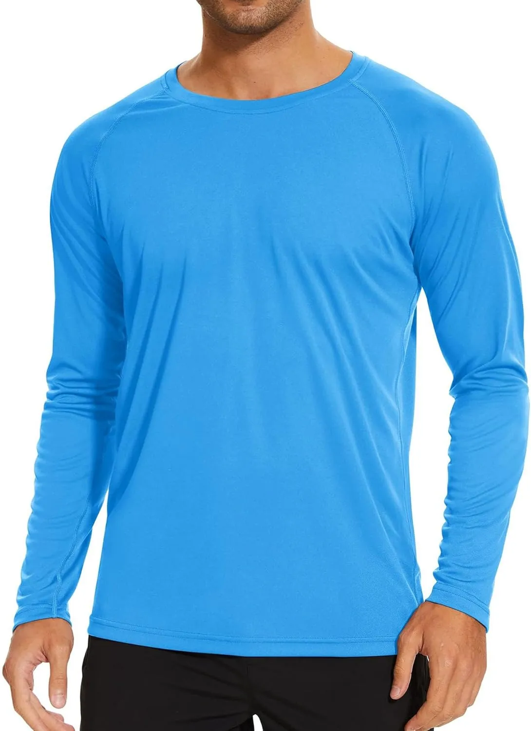 Men's Ice Silk Long Sleeve Shirts Quick Drying Breathable Undershirt Round Neck Sun Protection T-Shirt