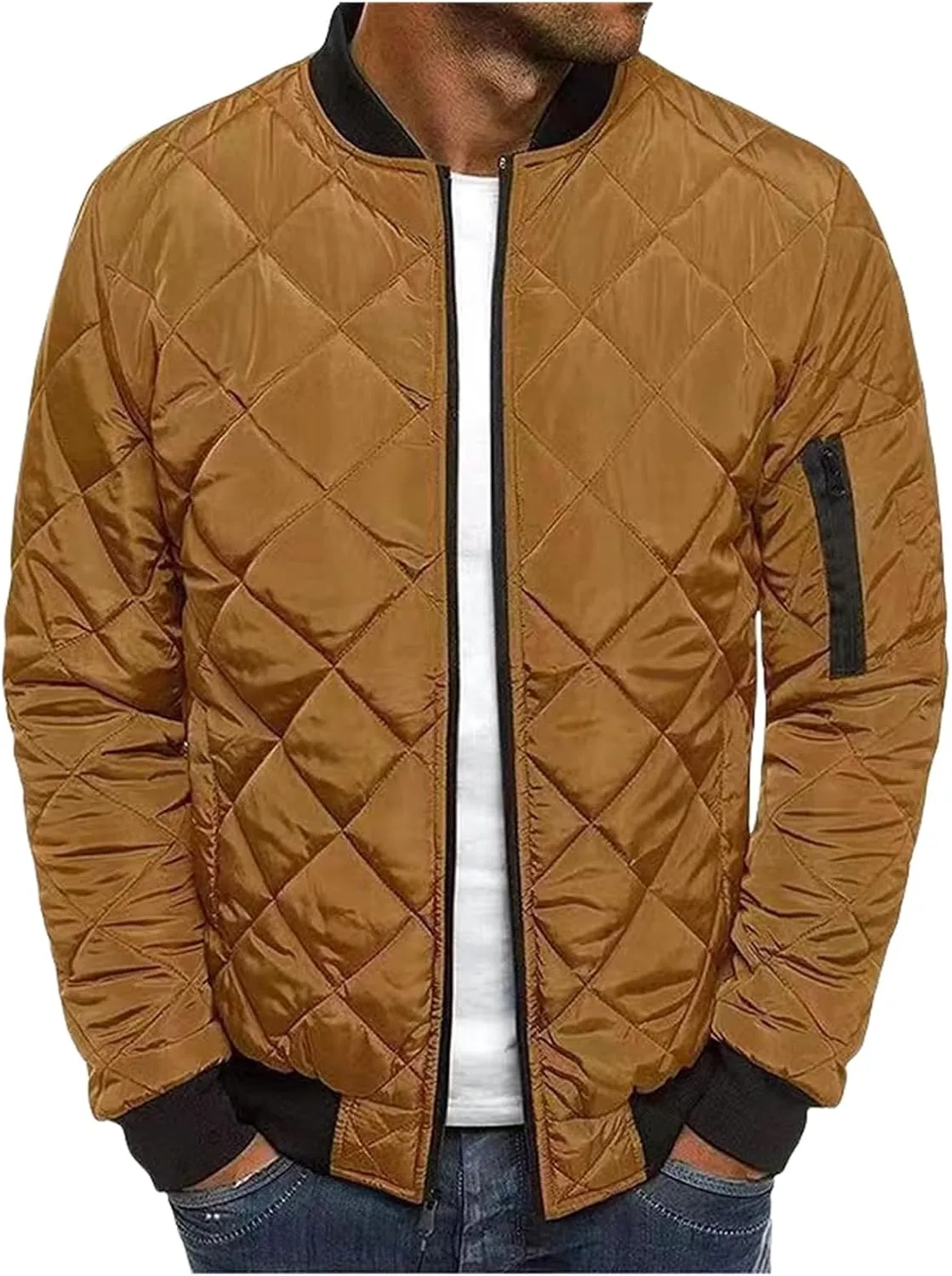 Men's Lightweight Puffer Jacket Diamond Quilted Puffer Down Jackets Water Resistant Insulated Winter Coats for Business