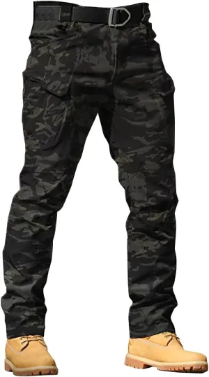 Mens Outdoor Hiking Cargo Pants Cotton Simple Solid Color Leisure High Street Elastic Men Athletic Joggers