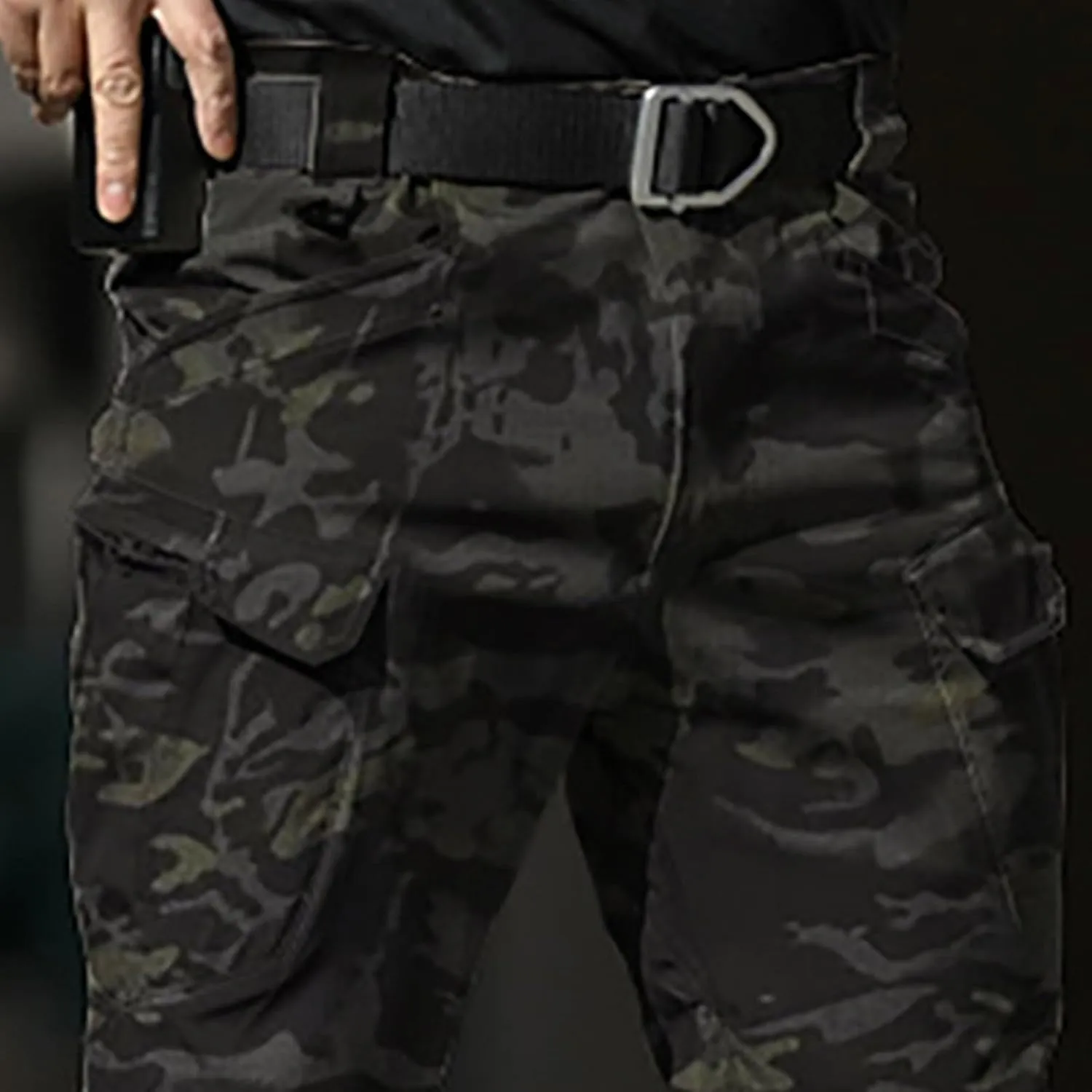 Mens Outdoor Hiking Cargo Pants Cotton Simple Solid Color Leisure High Street Elastic Men Athletic Joggers