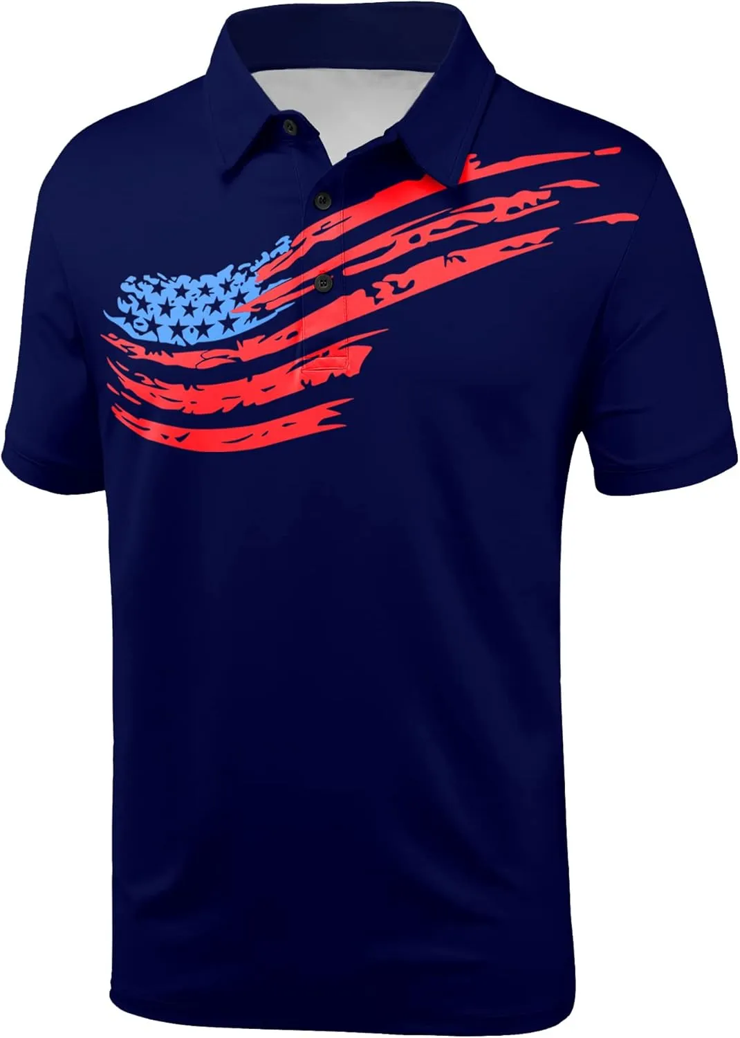 Men's Patriotic Polo Shirts Moisture Wicking Short Sleeves 4th July American Flag Golf Tennis Shirt Casual T-Shirt