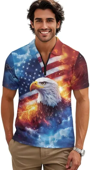 Men's Short Sleeve Shirt Zipper Collar Golf Shirt Summer Quick Dry Athletic Tops Slim Fit Sports Tennis Shirts