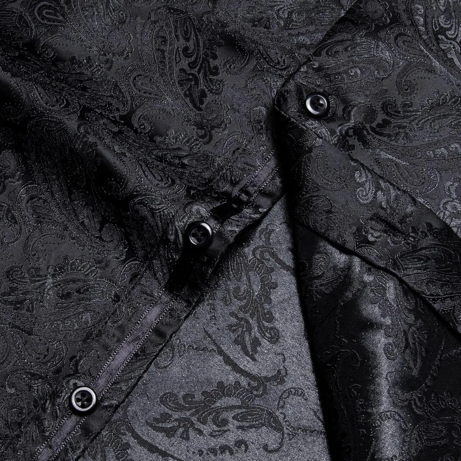 Mens Silk Paisley Dress Shirt Casual Button Down Shirt Long Sleeve Western Floral Shirts Wedding Party Holiday
