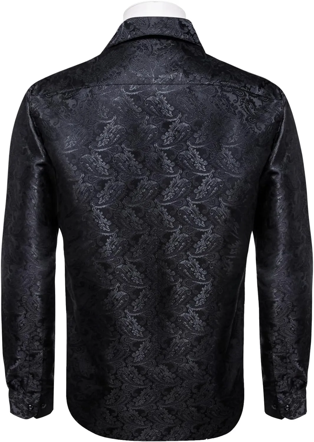Mens Silk Paisley Dress Shirt Casual Button Down Shirt Long Sleeve Western Floral Shirts Wedding Party Holiday
