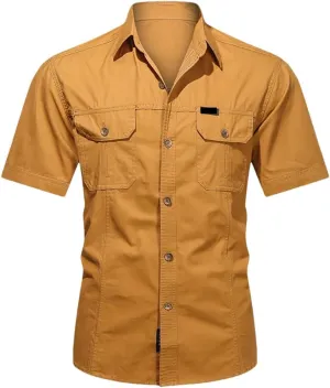 Men's Summer Quick Dry Short Sleeve Tactical Shirt Thin Lapel Cargo Shirts Tops Outdoor Hiking Military Shirt