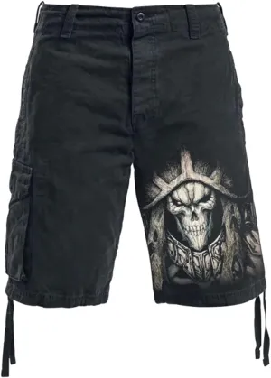 Mens Vintage Cargo Shorts Skull Print Outdoor Relaxed Fit Lightweight Cotton Cargo Shorts