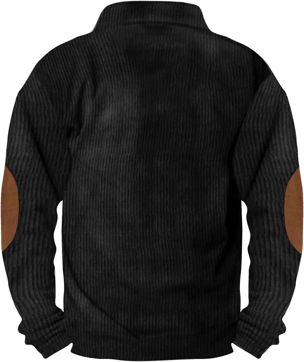 Mens Vintage Sweatshirt Casual Henley Pullover Waffle Button Up Sweater Long Sleeve Shirt with Patched Elbow
