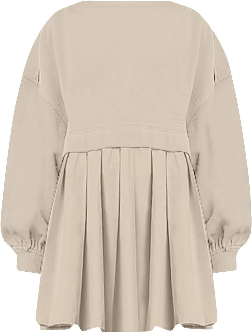 midelxp Womens Oversized Sweatshirt Dress Crewneck Patchwork Preppy Clothes Fall Long Sleeve Pullover Pleated Hem Mini Dress
