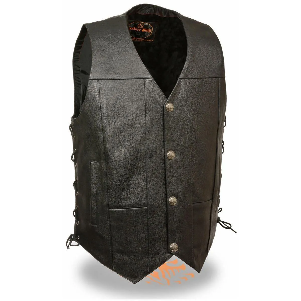Milwaukee Leather LKM3701 Men's Side Leather Lace Vest with Buffalo Snaps