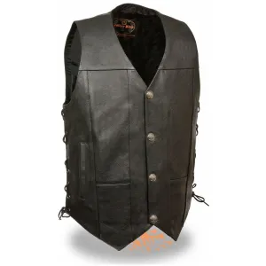 Milwaukee Leather LKM3701 Men's Side Leather Lace Vest with Buffalo Snaps