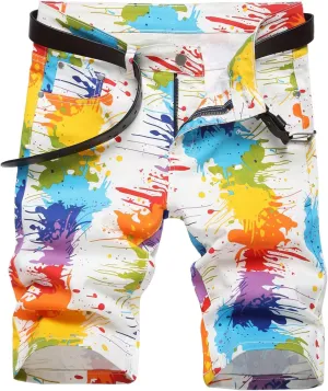 MLANM Men's Denim Shorts Classic Fit Distressed Summer Fashion Ripped Jean Shorts