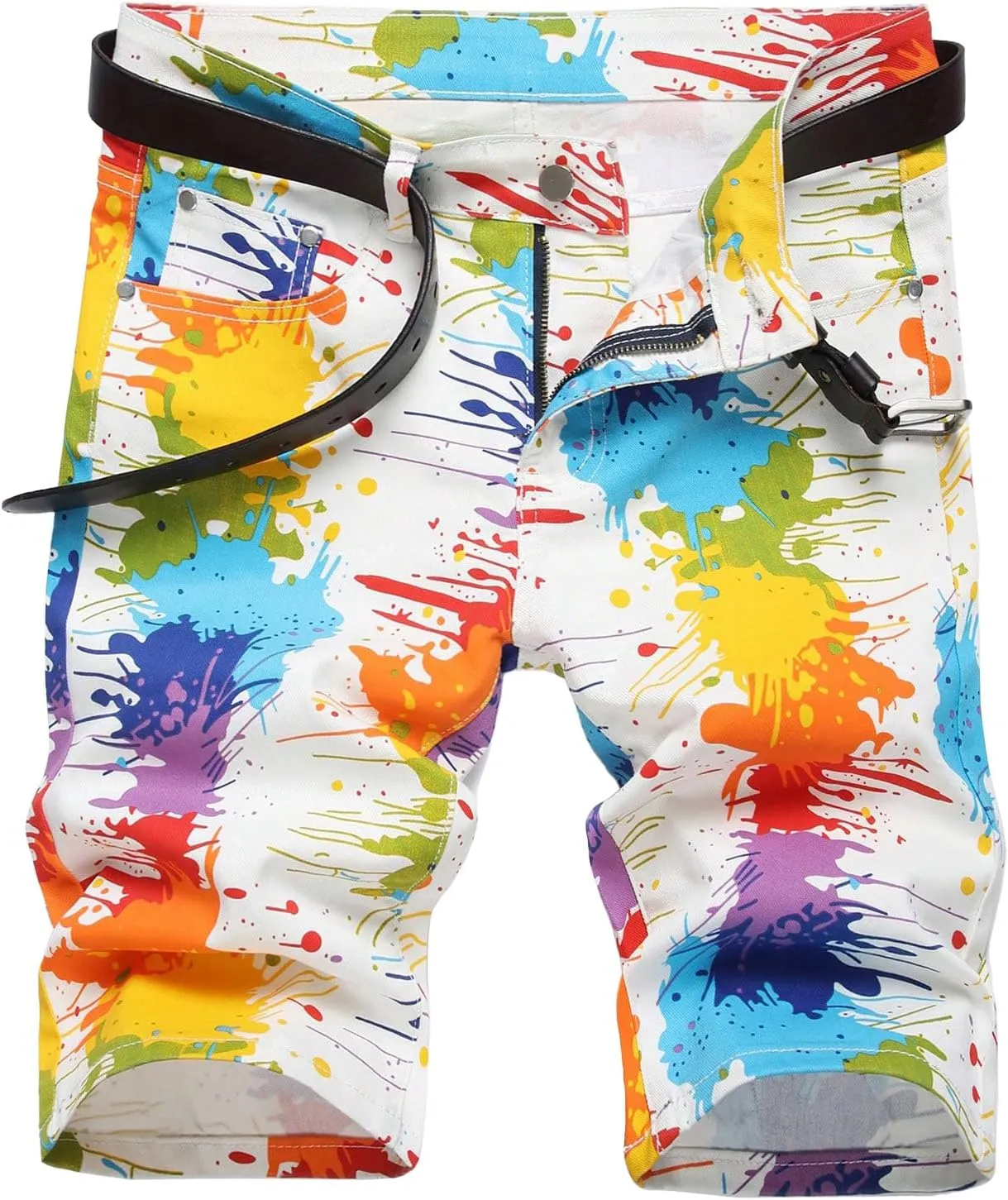 MLANM Men's Denim Shorts Classic Fit Distressed Summer Fashion Ripped Jean Shorts