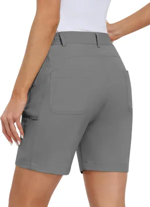 MoFiz Womens Golf Shorts 7" Quick Dry Hiking Shorts Lightweight Bermuda Shorts for Women with Pockets