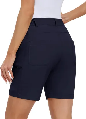 MoFiz Womens Golf Shorts 7" Quick Dry Hiking Shorts Lightweight Bermuda Shorts for Women with Pockets