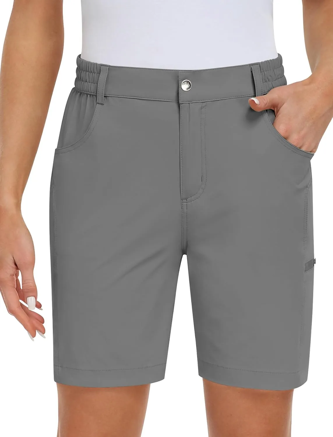 MoFiz Womens Golf Shorts 7" Quick Dry Hiking Shorts Lightweight Bermuda Shorts for Women with Pockets