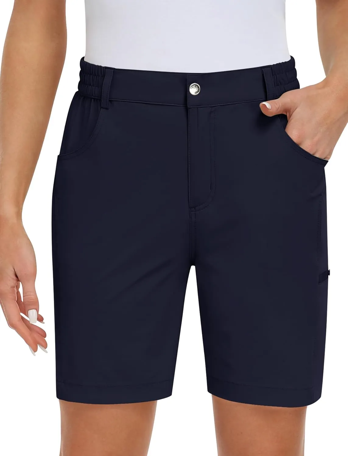 MoFiz Womens Golf Shorts 7" Quick Dry Hiking Shorts Lightweight Bermuda Shorts for Women with Pockets