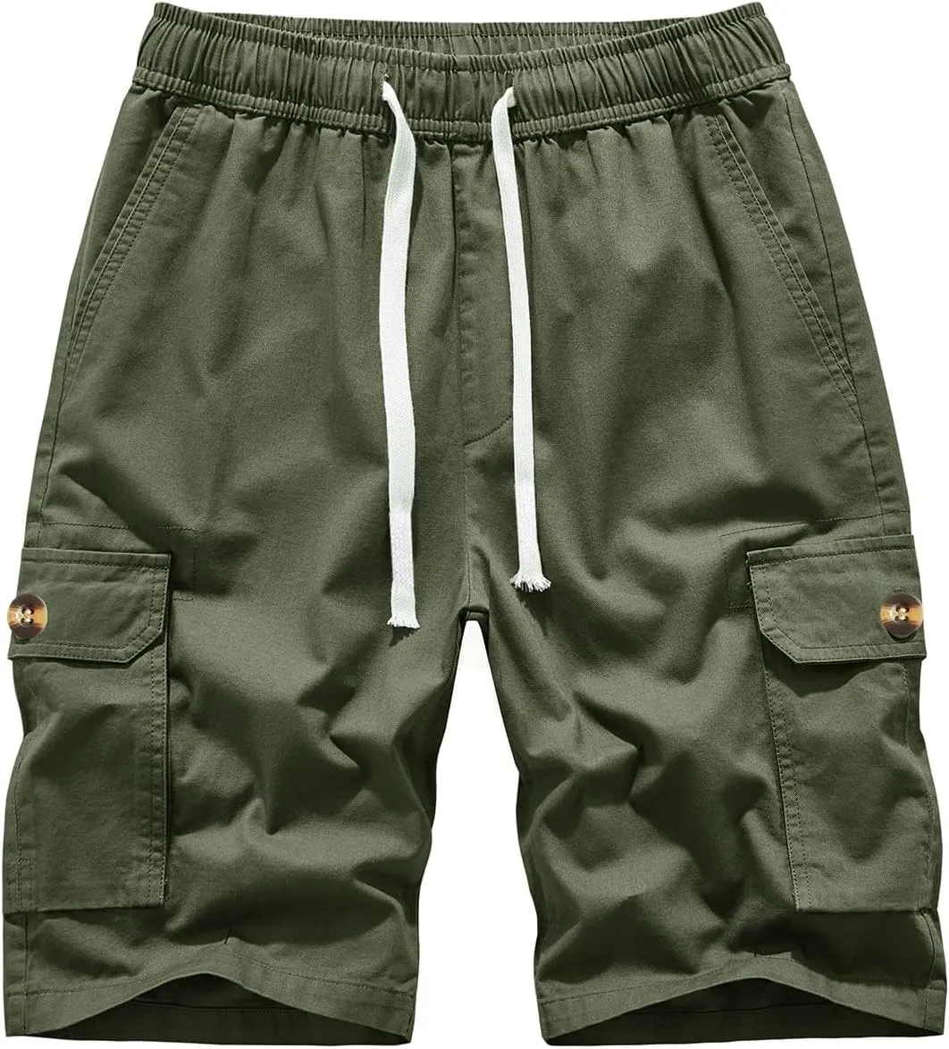 Msmsse Womens Cargo Hiking Shorts Summer Casual Drawstring Knee Length Shorts for Women