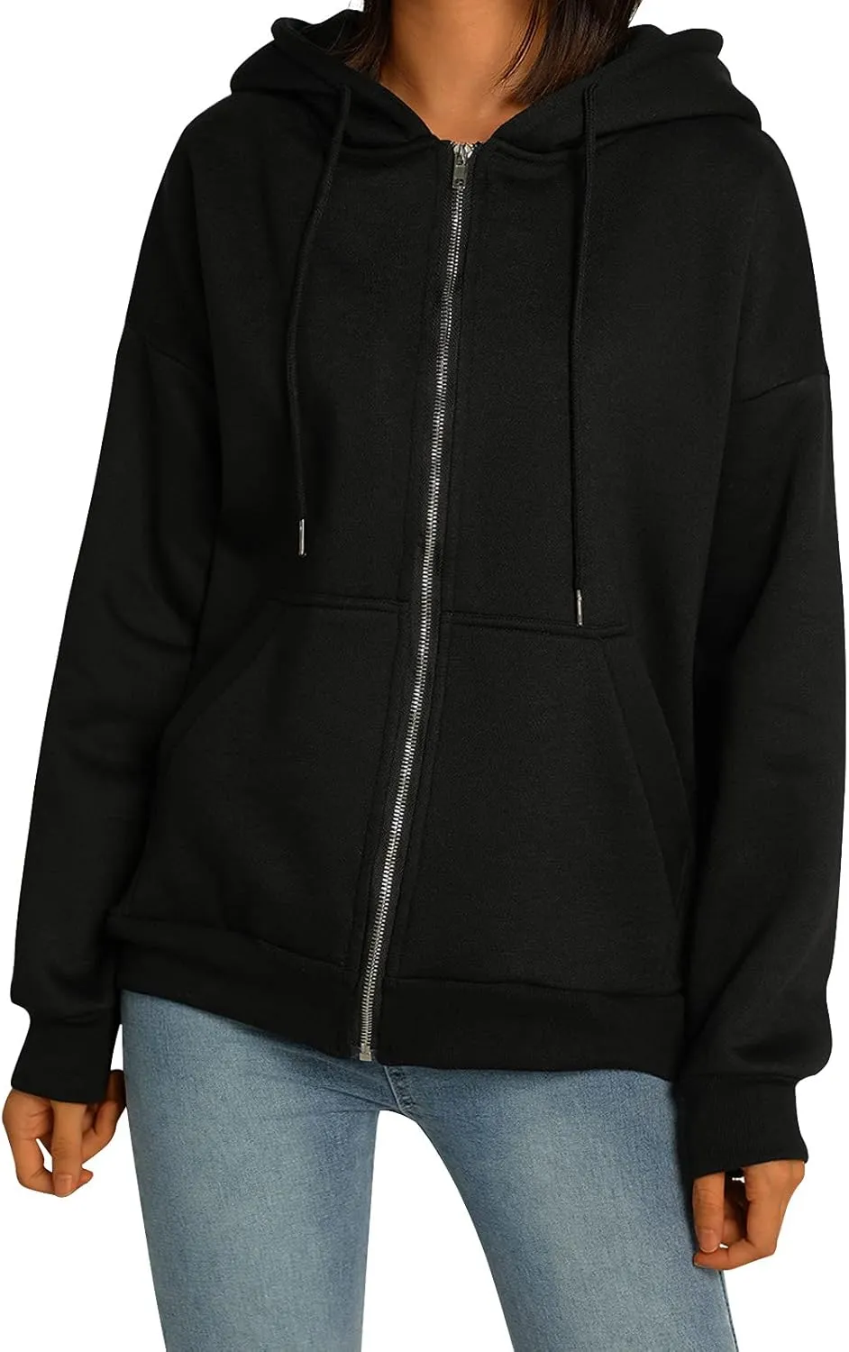 Mtsebmves Women's Zip Up Hoodie Sweatshirt Long Sleeve Oversized Casual 90S Y2K E-Girl Streetwear Grunge Jacket with Pocket