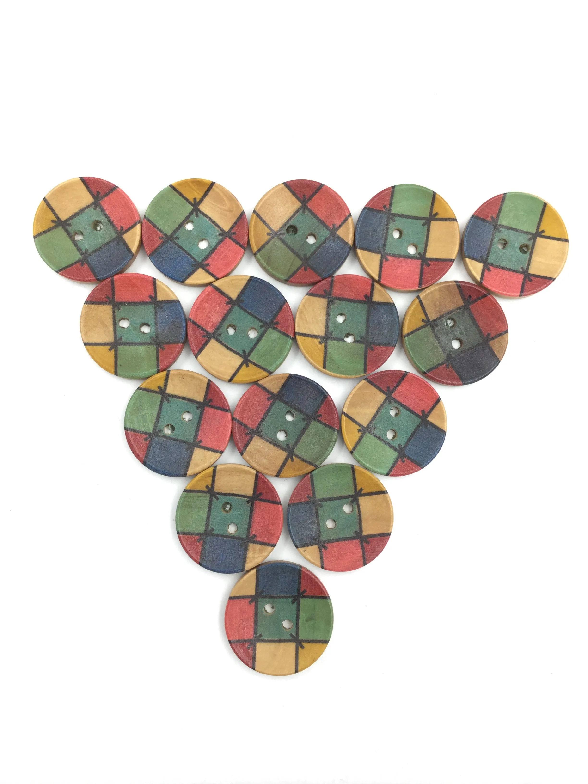 Multicolour 2-Hole Circular Wooden Button