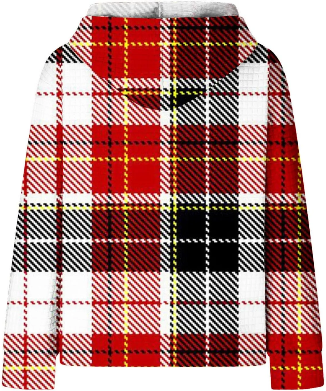 Mzkdieey Women's Fashion Long Sleeve Striped Color Block Waffle Knit Hoodie Oversized Crew Neck Loose Pullover Jumper Tops