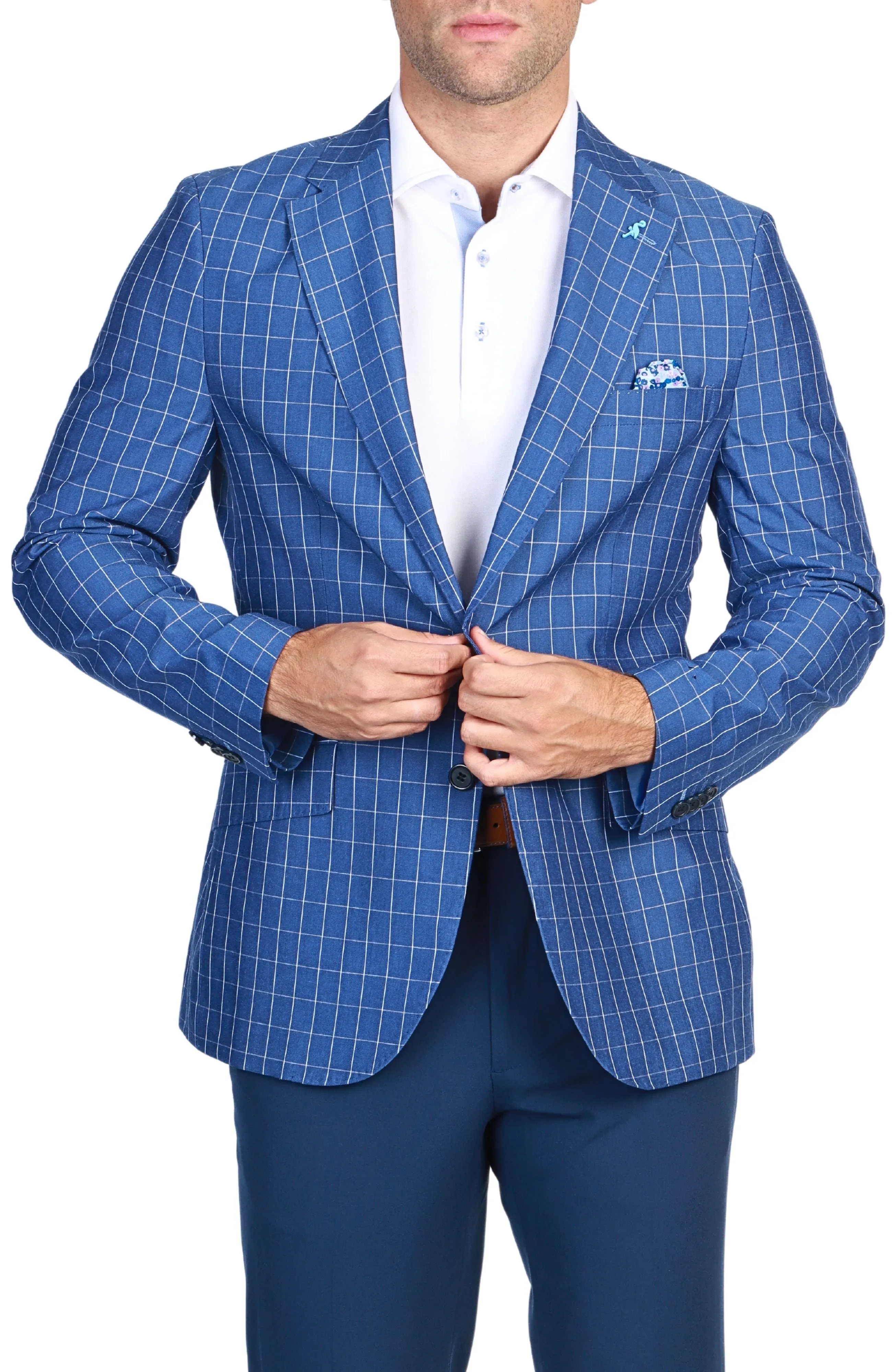 Navy Mini Windowpane Sport Coat