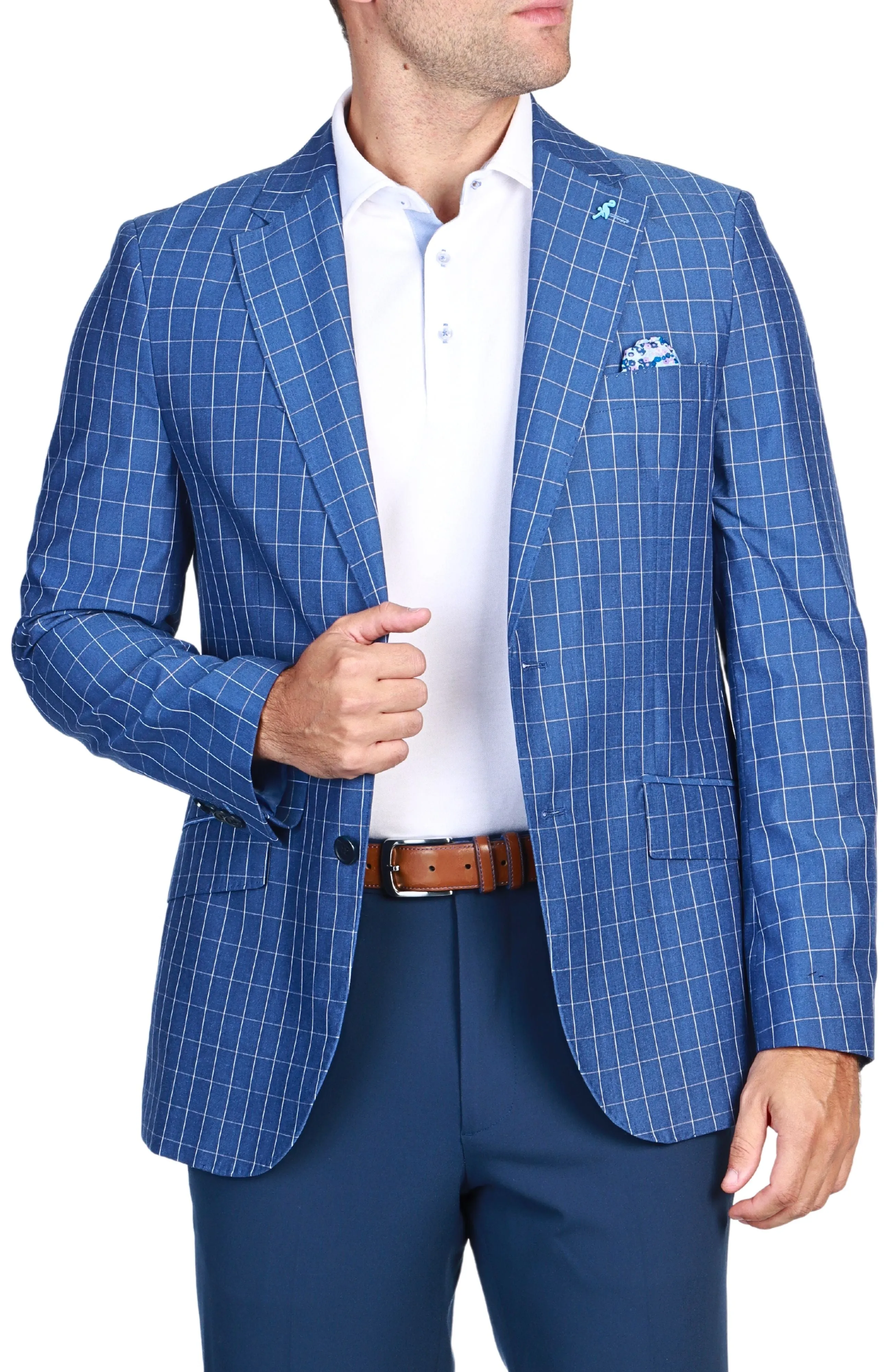 Navy Mini Windowpane Sport Coat