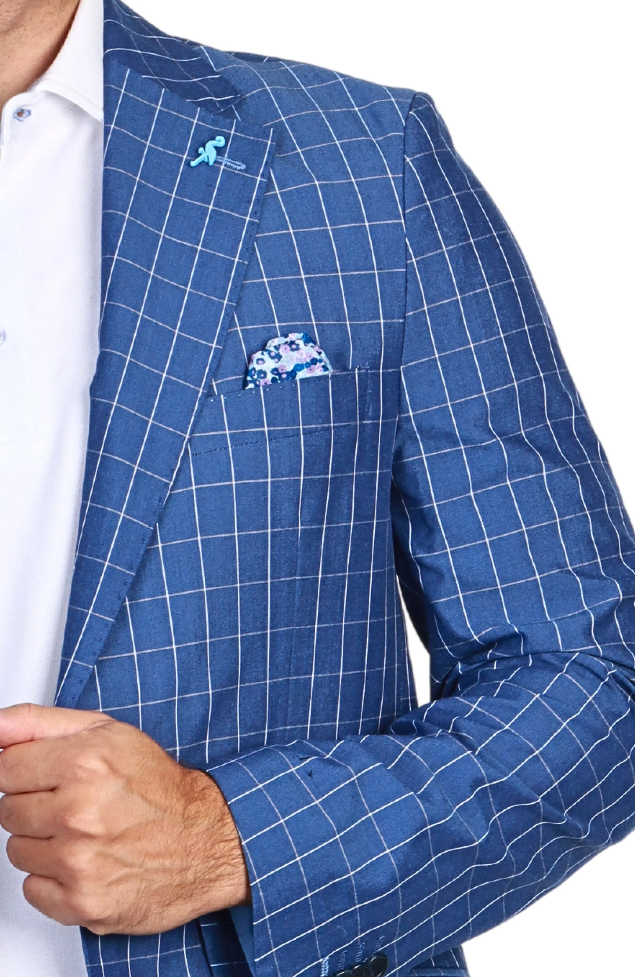 Navy Mini Windowpane Sport Coat
