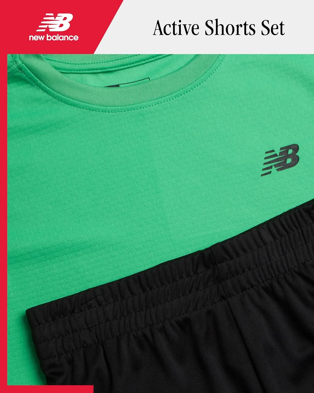 New Balance Boys' Active Shorts Set - 4 Piece Short Sleeve T-Shirt and Gym Shorts (8-20)