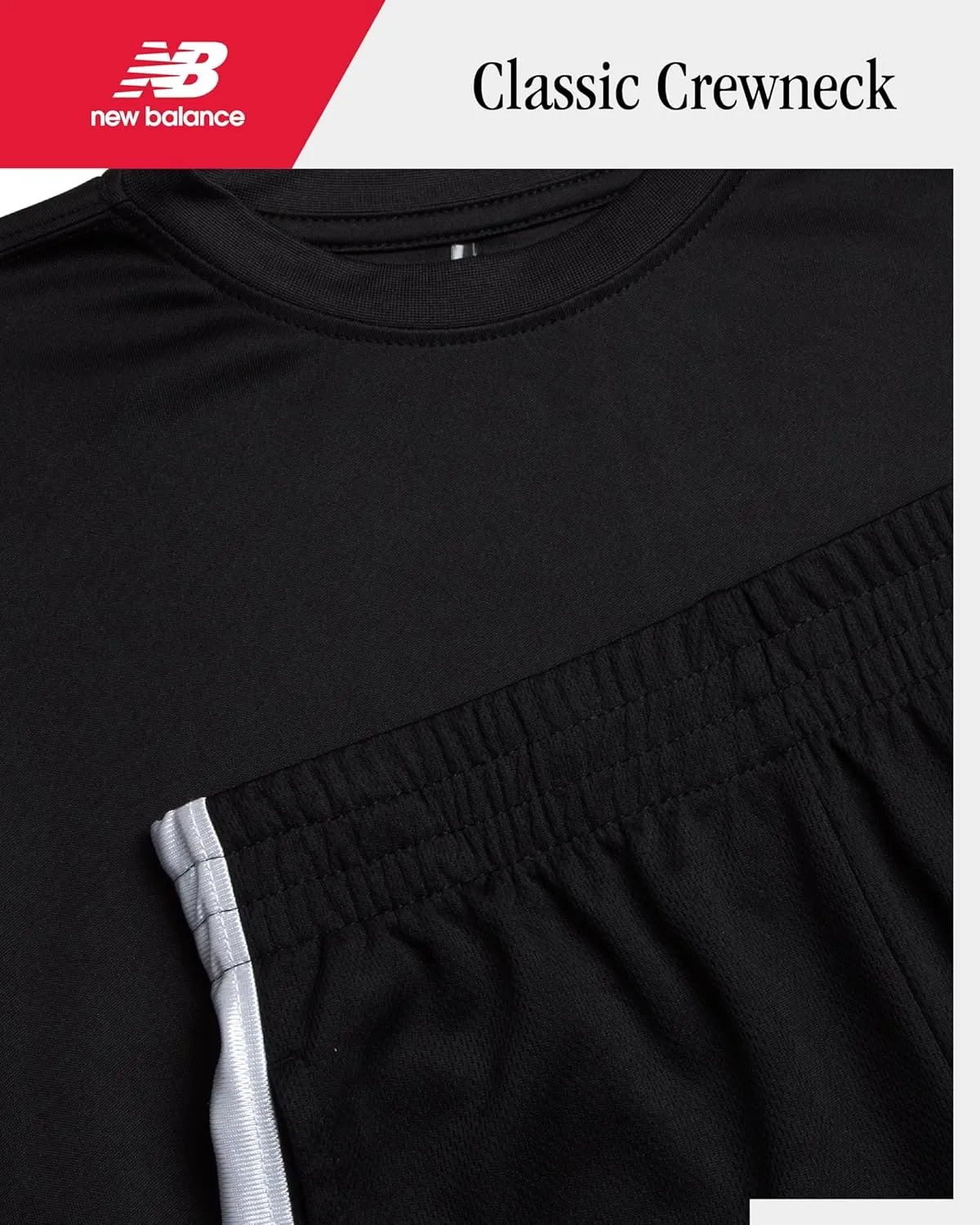 New Balance Boys' Active Shorts Set - 4 Piece Short Sleeve T-Shirt and Gym Shorts (8-20)