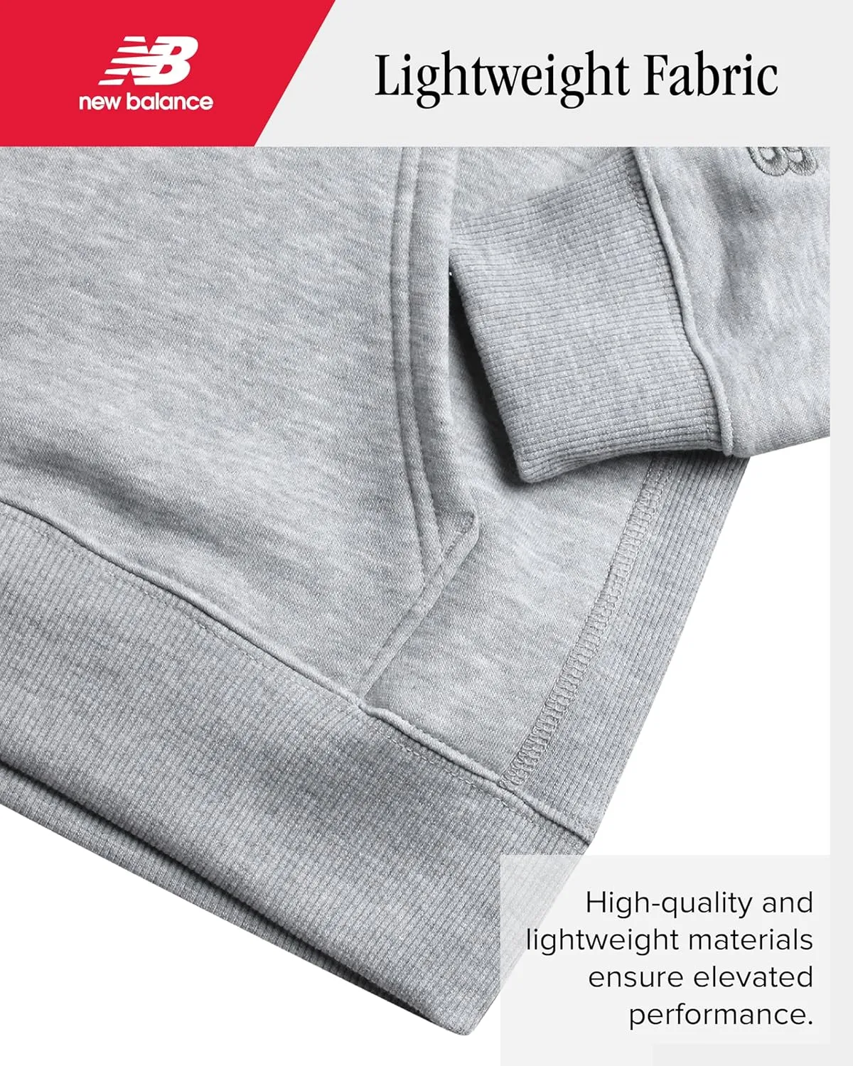 New Balance Boys' Hoodie - Durable Double Fleece Lined Pullover Sweatshirt with Reinforced Seams Kangaroo Pocket (Sizes 8-20)