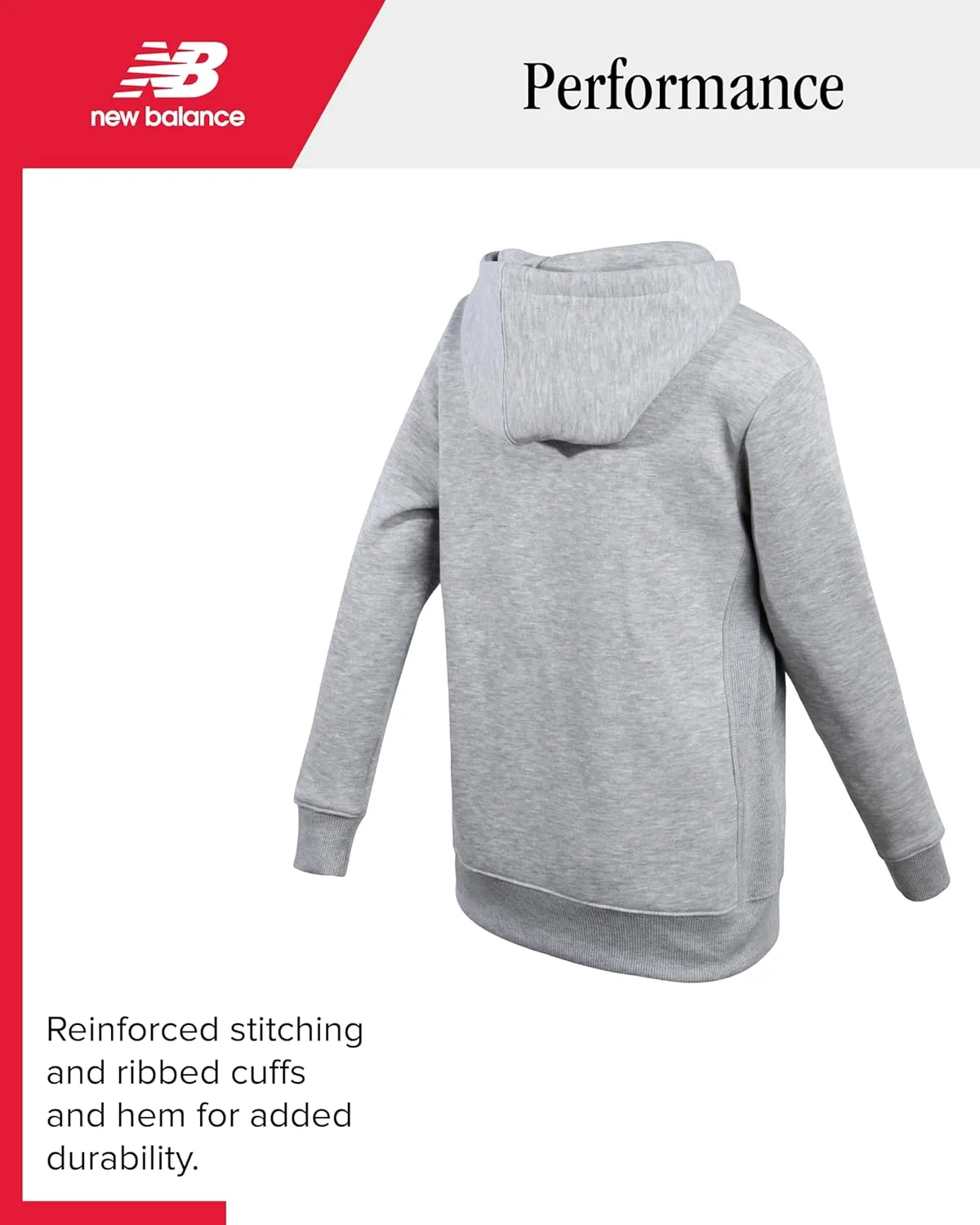 New Balance Boys' Hoodie - Durable Double Fleece Lined Pullover Sweatshirt with Reinforced Seams Kangaroo Pocket (Sizes 8-20)