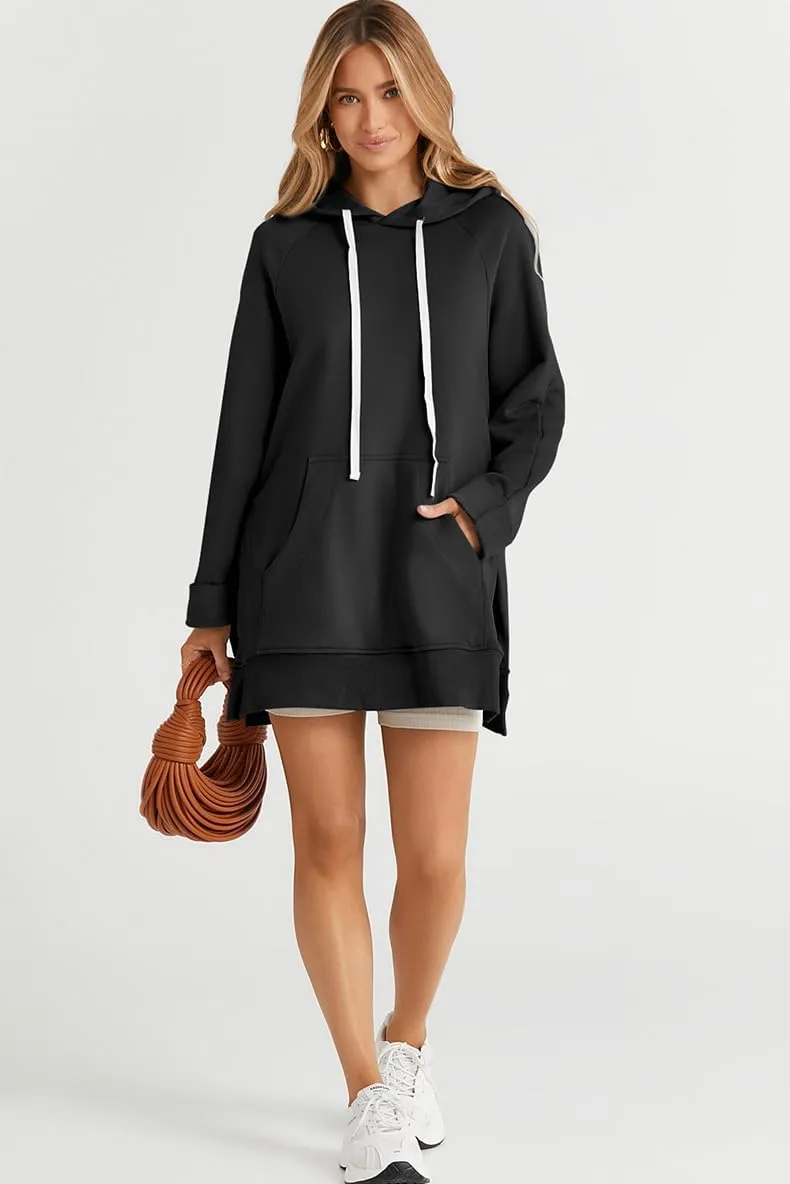 New The Warmy Oversized Hoodie, Hoodie Dress For Women With Pockets, Casual Pullover Sweatshirt Long Sleeve Split Hem