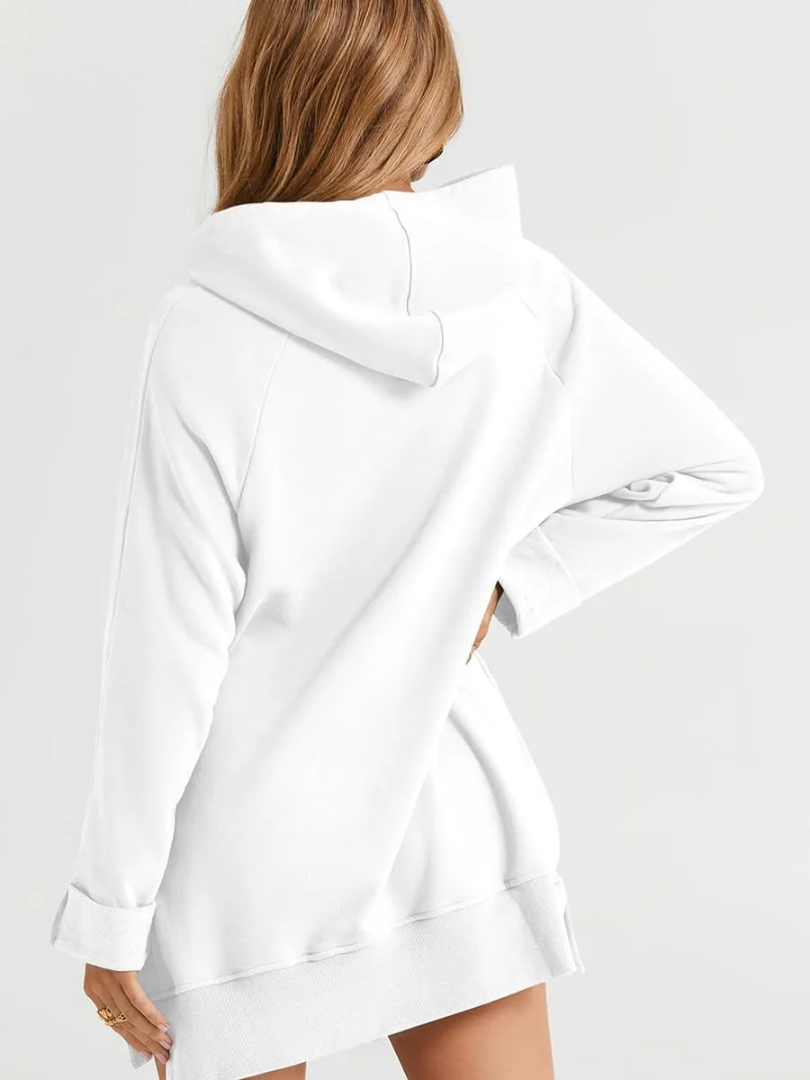 New The Warmy Oversized Hoodie, Hoodie Dress For Women With Pockets, Casual Pullover Sweatshirt Long Sleeve Split Hem
