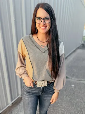 Olive Good Time Color Block Top