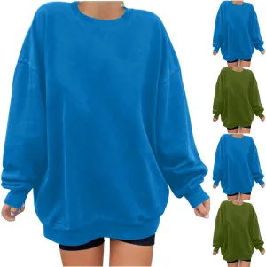 Oversized Drop Shoulder Sweatshirts for Women Teen Girls Fall y2k Clothes Long Sleeve Crewneck Pullover Tops