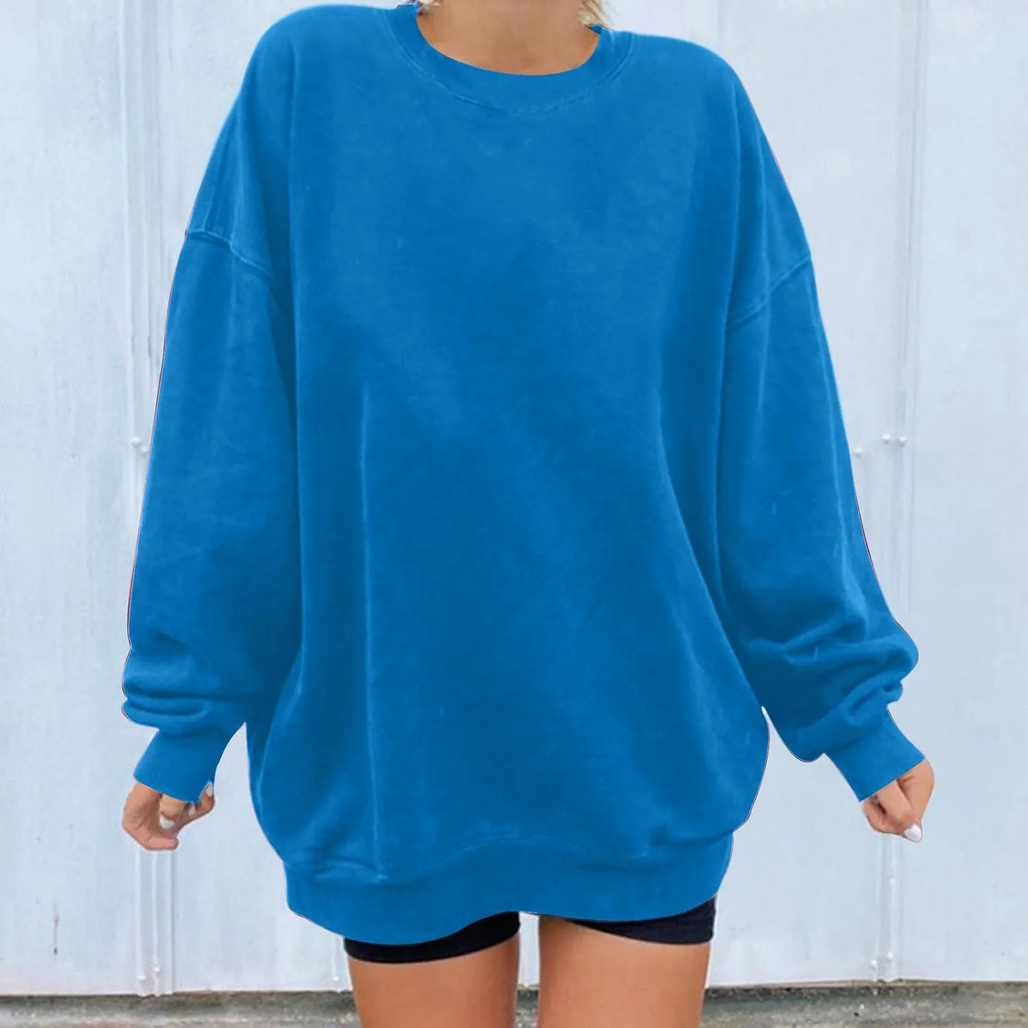 Oversized Drop Shoulder Sweatshirts for Women Teen Girls Fall y2k Clothes Long Sleeve Crewneck Pullover Tops
