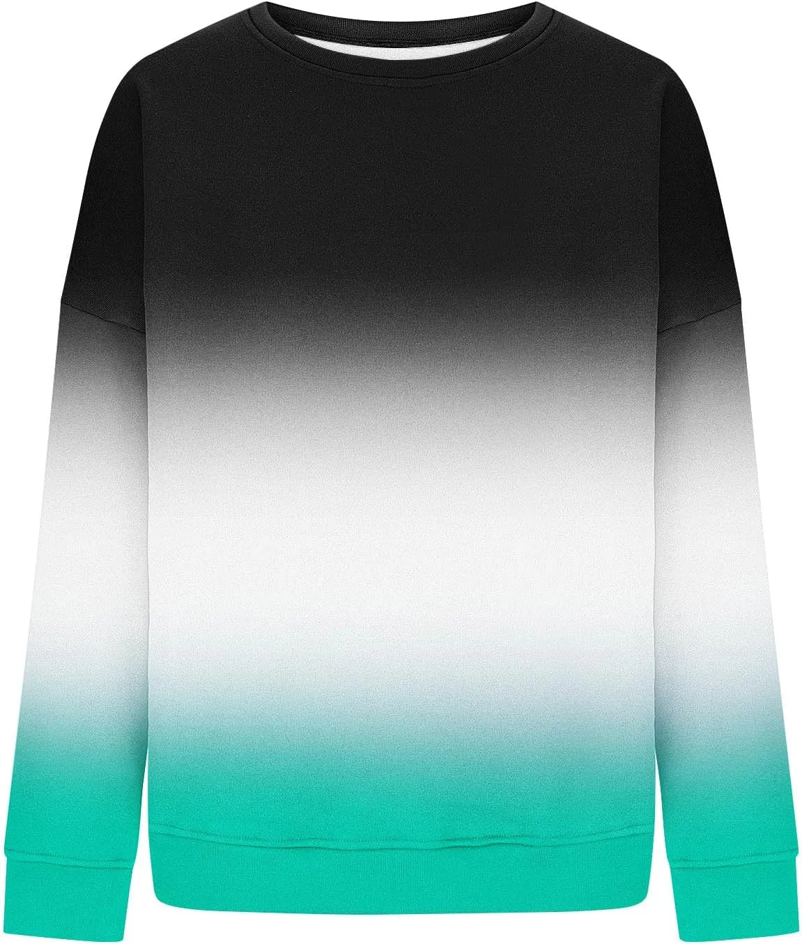 Oversized Long Sleeve Sweatshirts for Women Drop Shoulder Gradient Color Crewneck Pullover Tops Fall Fashion Clothes