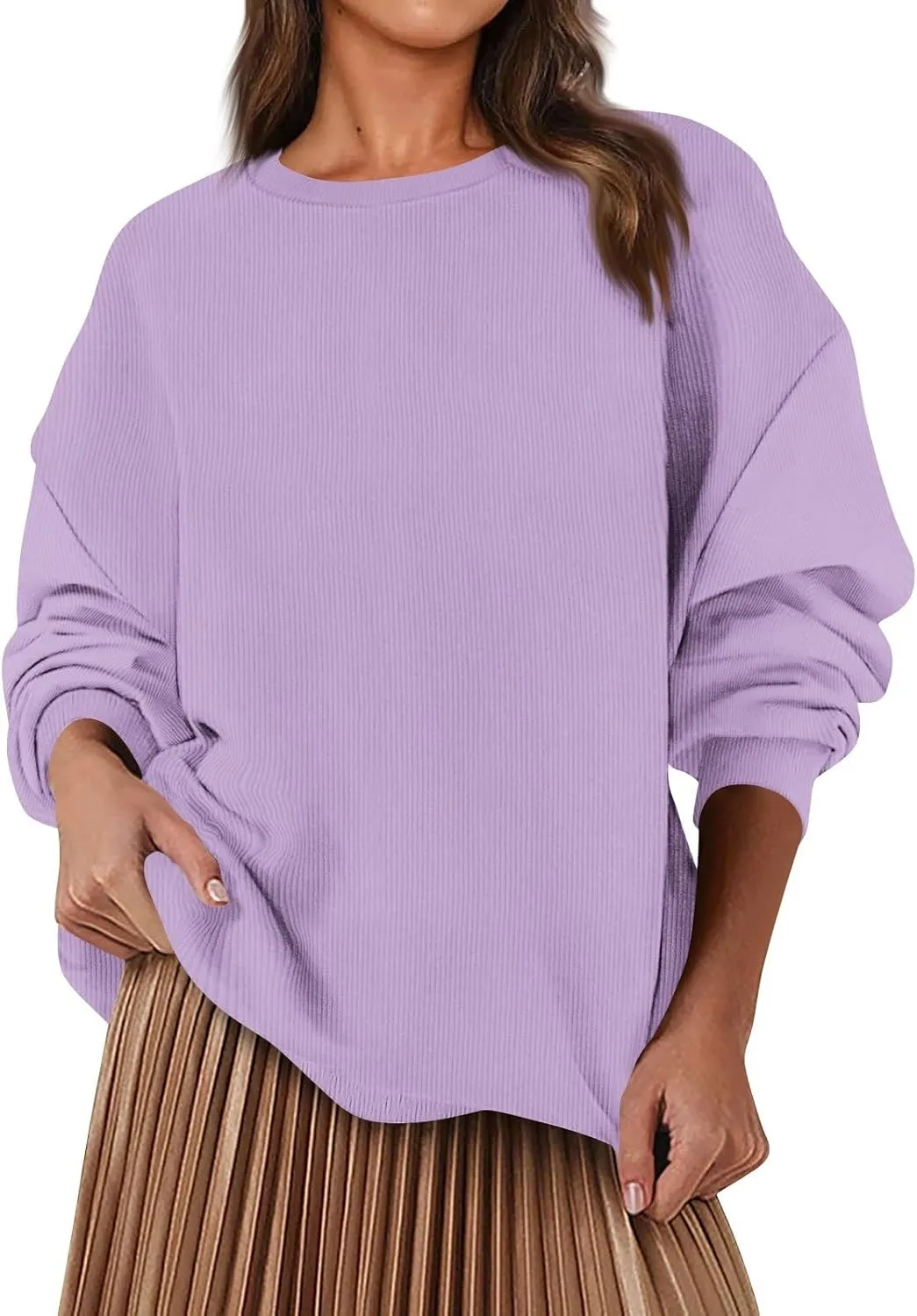 Oversized Sweatshirt for Women Crewneck Sweatshirts No Hood Sweaters Long Sleeve Shirts Hoodies Pullover Casual Tops